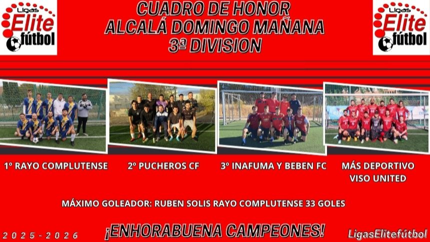 CUADRO DE HONOR ALCALÁ DOMINGOS MAÑANA 3ª DIVISIÓN